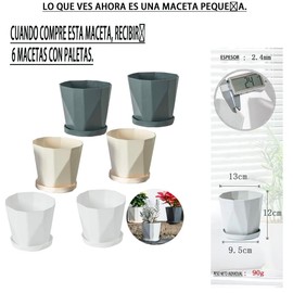 Juego de 6 Macetas para Flores Macetas de Plástico de 5 Pulgadas con Agujeros de Drenaje y Platillos para Interior y Exterior, Macetas con 3 Colores Diferentes para Plantas, Flores, Hierbas (Pequeño)