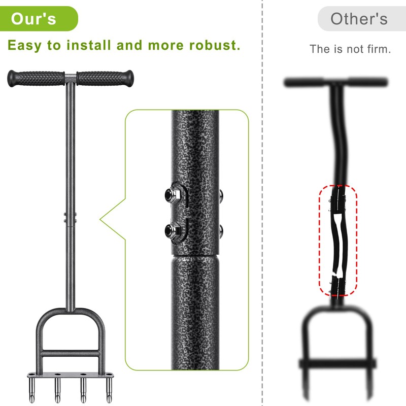 Dolibest Lawn Coring Aerator, Manual Lawn Aerator, 4 Stainless Steel