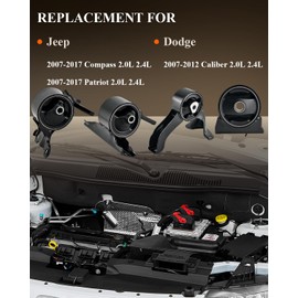 Engine Motor Mount & Trans Mount Replacement for 2007 2008 2009 2010 2011 2012 2013 2014 2015 2016 2017 Jeep Compass 2.0L 2.4L, Engine Mount Set of 4 Replaces OE# 3130 A5415 EM3130 3131 A5416 EM3131