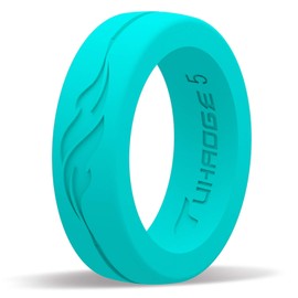 Tuhaoge Women's Silicone Wedding Ring Silicone Rubber Wedding Bands Representing The Pattern of Independent Freedom and Dreams, Promise Your Favorite Silicone Ring (Green, 6)