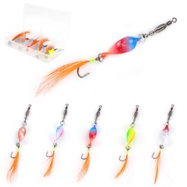 KOUHA Twist Spoons Trout Fishing Accessories Trout Bait with Rolling Swivels 3 g Spoons Trout Set Trout Spoon Set Trout Blinker Fishing Trout 5 Pieces (5 Pieces, 3 g, Orange)