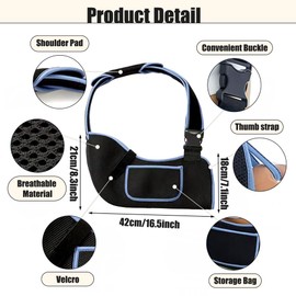 Wood Homing Arm Sling for Shoulder Injury - Adjustable Shoulder Support Immobilizer with Foam Neck Pad Pocket for Rotator Cuff Broken Wrist Elbow Injury Left Right Arm Brace for Man Women Teenager