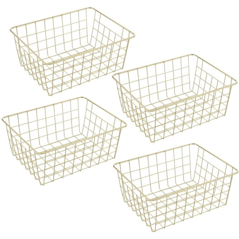 Homaisson 4 PCS Gold Wire Baskets, 10.9'' x 8.6'' x