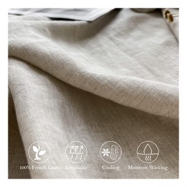 Simple&Opulence Washed Linen Bed Sheet Set Basic Style 4 Pieces (1 Flat Sheet & 1 Fitted Sheet & 2 Pillowcases) 100% Natural French Flax Soft Breathable Farmhouse Bedding (Queen, Linen)