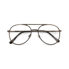 V.W.E. Clear Lens Bifocal Classic Metal Reading Glasses - Spring Hinge Tear Drop Reader (Gunmetal, 3.00, x)