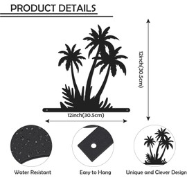 Yeeaulpa Metal Palm Tree Wall Decor Palm Tree Metal Wall Art Decor For Bedroom Living Room Kitchen Home Decoration Outdoor Indoor Housewarming Gifts Ideas