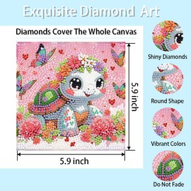 FQOVKYN 4Pcs 5D Cute Animals Diamond Art Kits for Kids, DIY Diamond Art Painting Mosaic Kits for Adults Beginner, Full Drill Small Diamond Gem Art and Craft for Kids Age 8-12 (15 * 15cm)