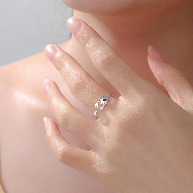 SIPURIS Scorpion Ring Women's Ring Scorpio Constellation Jewelry Open Adjustable