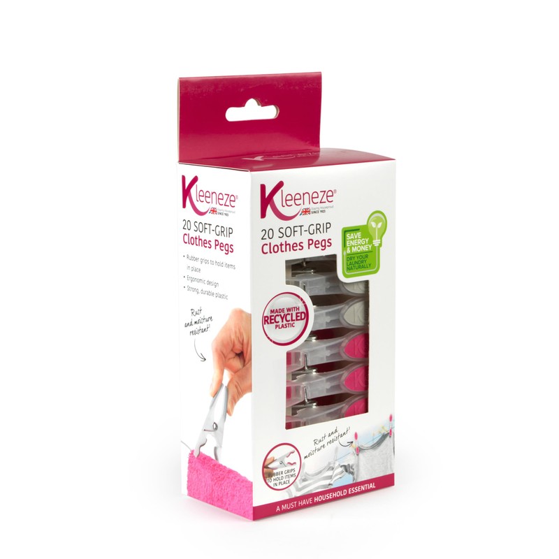 Kleeneze 20-Pack Laundry Pegs – Durable Clothespins, Soft Ergonomic Rubber