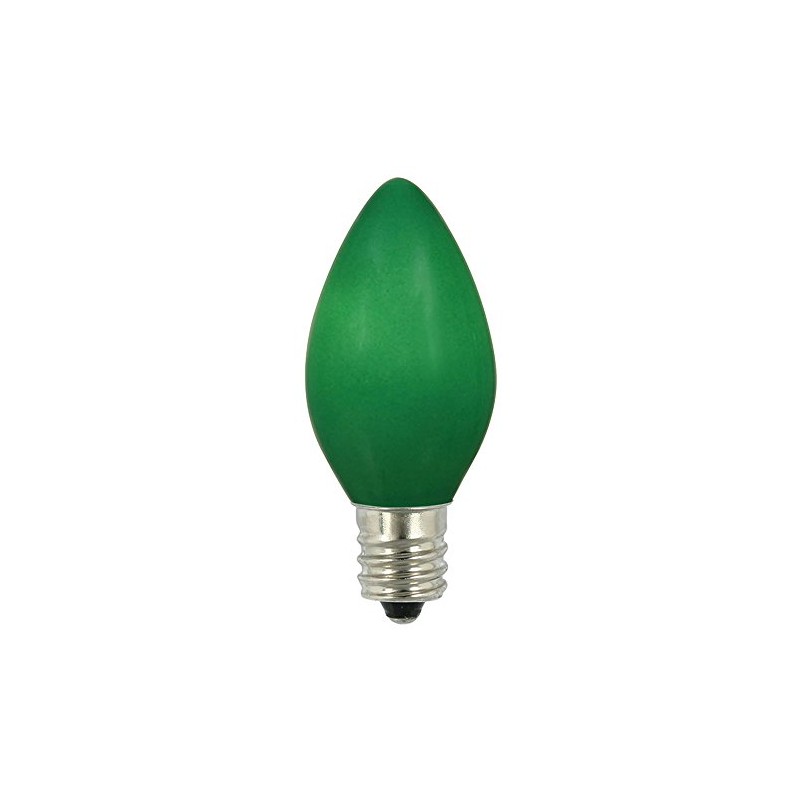 25Pack 7 Watt C7 Ceramic Green Incandescent Light Bulb, Candelabra