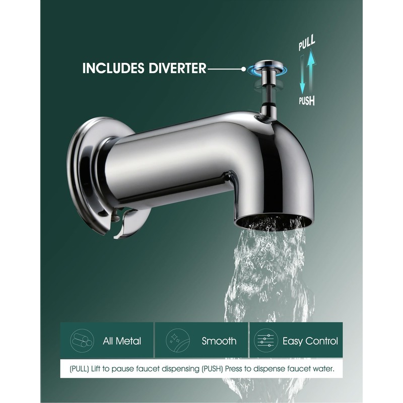 LOCALAND Tub Spout with Diverter, Bathtub Spout for Hand Shower,Chrome