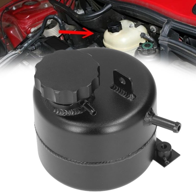 Radiator Coolant Expansion Tank 2.5L Capacity Aluminum Alloy Black Reservoir