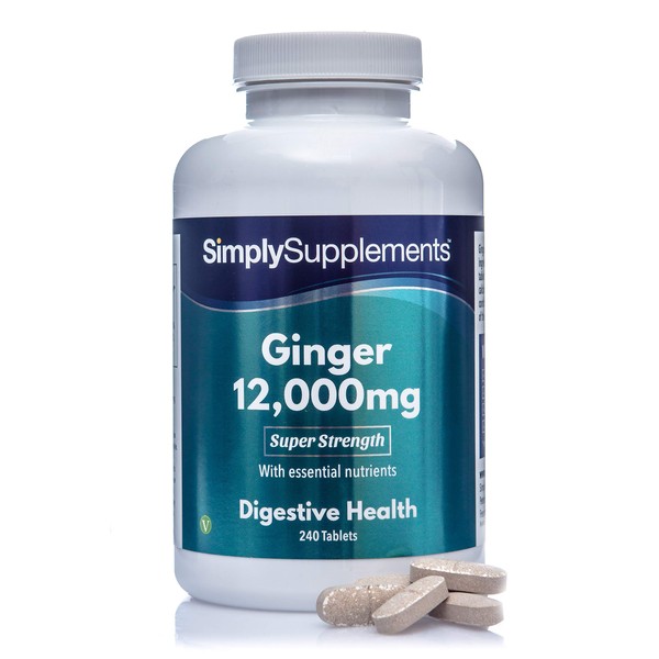 Ginger Tablets | Incredible 12000mg in Every Dose | Popular Supplement for Healthy Digestion & Travel Sickness | 240 Tablets = Up to 8 Month Supply