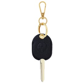 ANHBKAR Leather Keys Sleeve for Broken Car Key Loop Replacement - Cute Keychain Cover - Protector, Holder for Men & Women (SMALL-BLACK02)