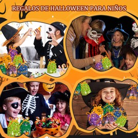 Bolsas de Dulces de Halloween, 24 Cajas Bolsitas para Dulces Halloween con Cintas, 9 Patrones Recuerdos para Fiestas Bolsas de Regalo para Niños, Dulce o Truco Fiesta Suministros de Halloween