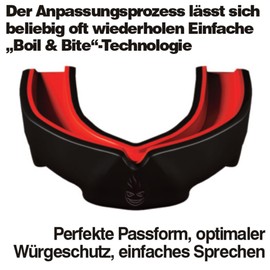 Dr Knox Doppellagiger Sportmundschutz für Erwachsene – Extra-Schutz im Profisport – Ideal für Kontaktsportarten wie Boxen, Kampfsport, Fußball, Basketball, Hockey & mehr (Schwarz Rot) 12 Jahre +