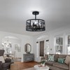Sloped Rustic Semi Flush Mount Ceiling Light Fixture,3-Light Round E26