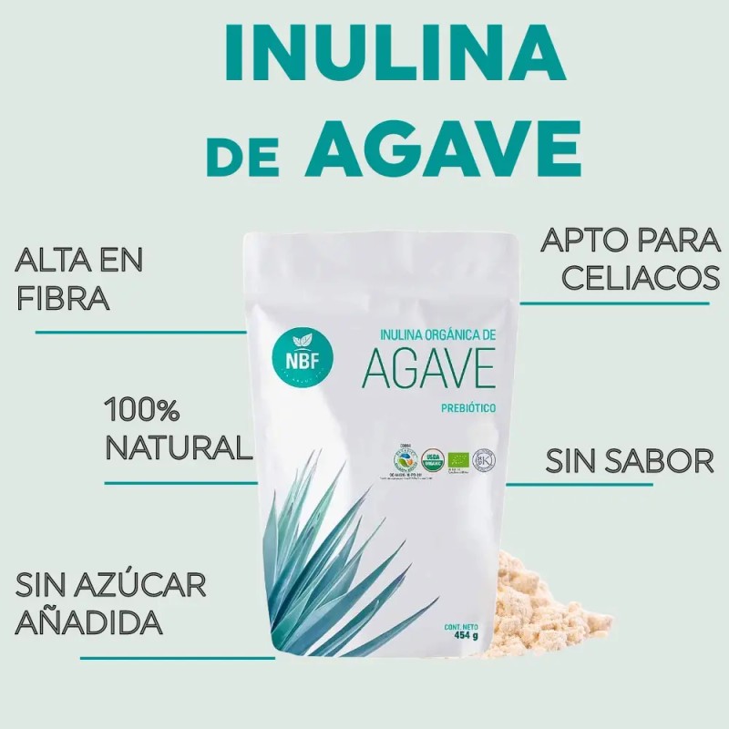 Inulina Agave Orgánica Fibra Prebiótica Natural 454 Nbf
