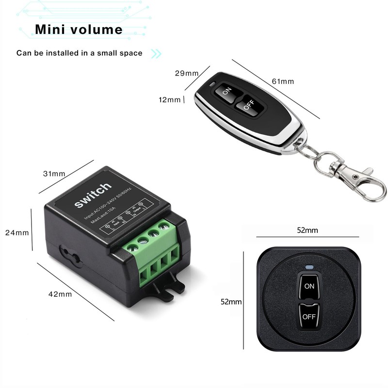 SRDKG 220v Remote Control Switch,Mini 220 Volt Wireless Remote Switch,ac