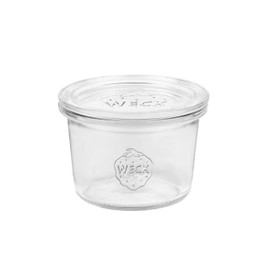 MamboCat Set of 12 Preserving Jars with Lid, 80 ml, Original Weck Preserving Jars, Dessert Jars with Lid for Cakes, Jellies and Much More, Includes Diamant-Zucker Gelierzauber Recipe Book (English