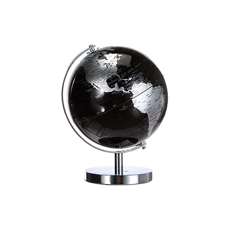 Lesser & Pavey Black & Silver World Globe, Metal, 19cm