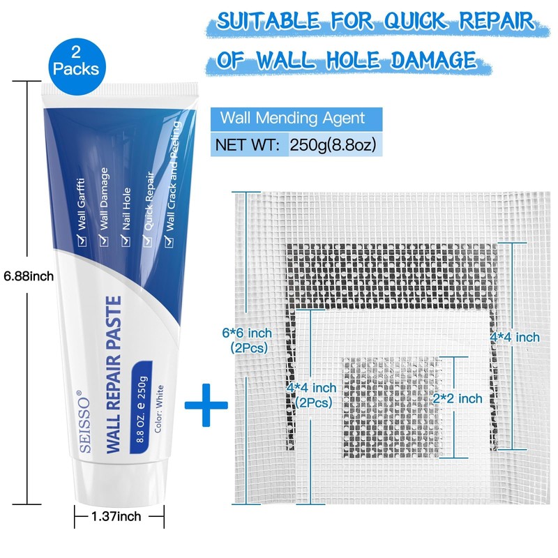 Wall Repair Paste Kit, 2x250g Wall Mending Agent with Wall