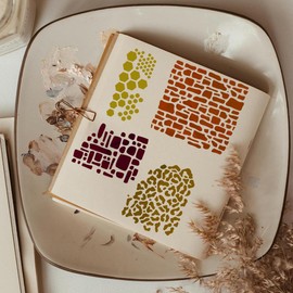 UNICRAFTALE Metal Stencil for Craft Reusable Texture Layering Stencil Wood Burning Leopard Brick Stencils Wood Carving Stainless Steel Texture Templates for Wall Canvas Woods Craft Furniture