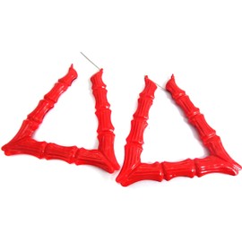 Large Bamboo Earrings Trapezoid Red Bamboo Hoop Earrings Old School Hoops