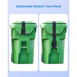 Trash Can Locks for Animals Metal Double Claw Garbage Can Locks for Animals Adjustable Trash Can Lid Lock Trash Can Straps for Raccoons - [EFFECTIVELY PREVENTS ANIMALS FROM GETTING INTO THE TRASH CAN]