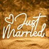 SYLHOME Just Married Led Neon Light Sign Heart Wedding Bridal