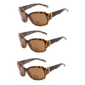 3 Pair Oversized Jackie O Style Bifocal Sunreaders Sunglasses Tortoise Frame (Tortoise, 1.00)