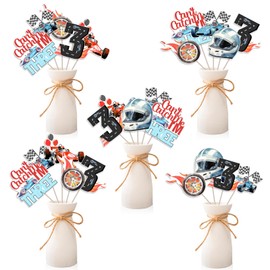 Race Car 3rd Birthday Party Decorations for Table 24pcs Can't Catch Me I'm Three Birthday Centerpieces Sticks Race Car for Boys Racing Car 3 Year Old Birthdays Party Supplies