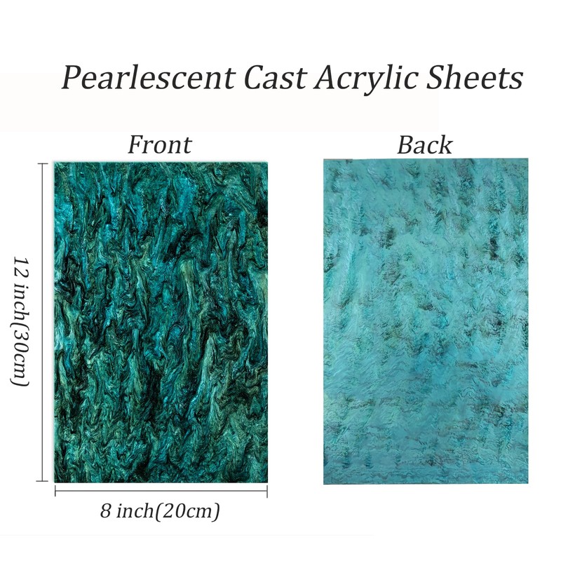 TOEPODO Pearlescent Marble Acrylic Sheets 1/8" Glitter Cast Opaque Plexiglass