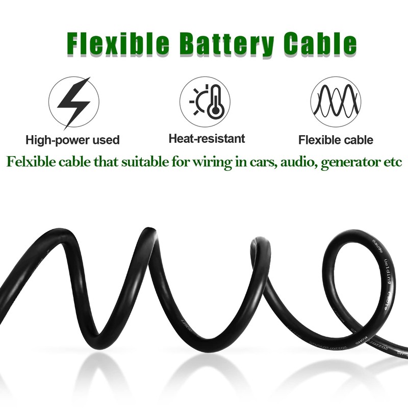 Kimbluth 1/0 Gauge Battery Cable Copper Wire, 5FT Red+5FT Black