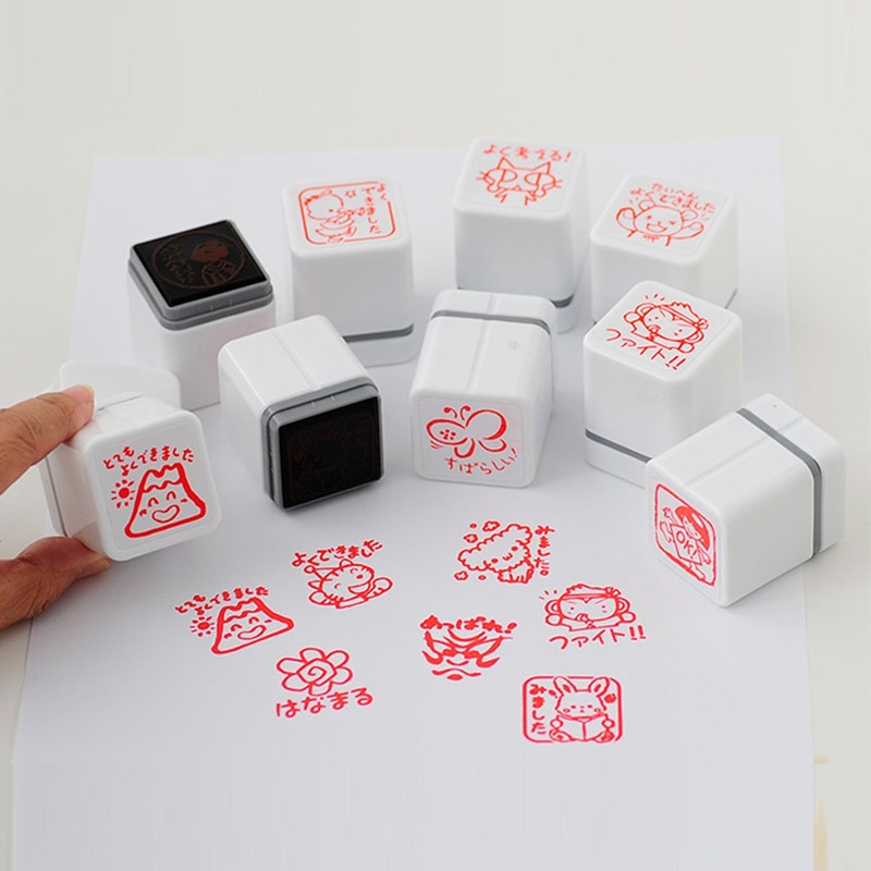 スタンプ工房愛 スタンプ ごほうびスタンプ よく考えて！ クマ 朱色 oh-55