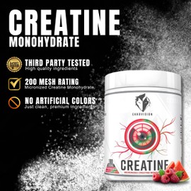 Ekkovision Creatine Monohydrate Powder, Micronized, Raspberry Watermelon, Pre & Post Workout Supplement for Men and Women, Energy Support, Easy to Mix in Shakes, Smoothies & Beverages, 100 Servings