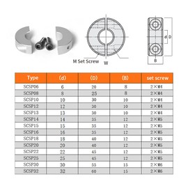 Sinoblu Split Shaft Collar, 10mm Bore H7, 30mm OD, 10mm Thickness, Aluminum Anodized, Set-Screw Shaft Collars for Machinery and Industrial Applications (4-Pack)