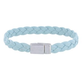 LES POULETTES BIJOUX - Mixed Bracelet Blue Sky Goat Leather Braid 7mm - Size 19 cm