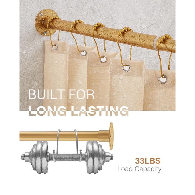 Gold Corner Shower Curtain Rod, [39"-69"] x [55"-85"] Adjustable L