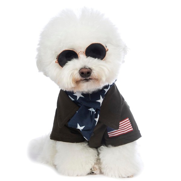 Coomour Pilot Dog Shirts Funny Pet Clothes and Star Scarf