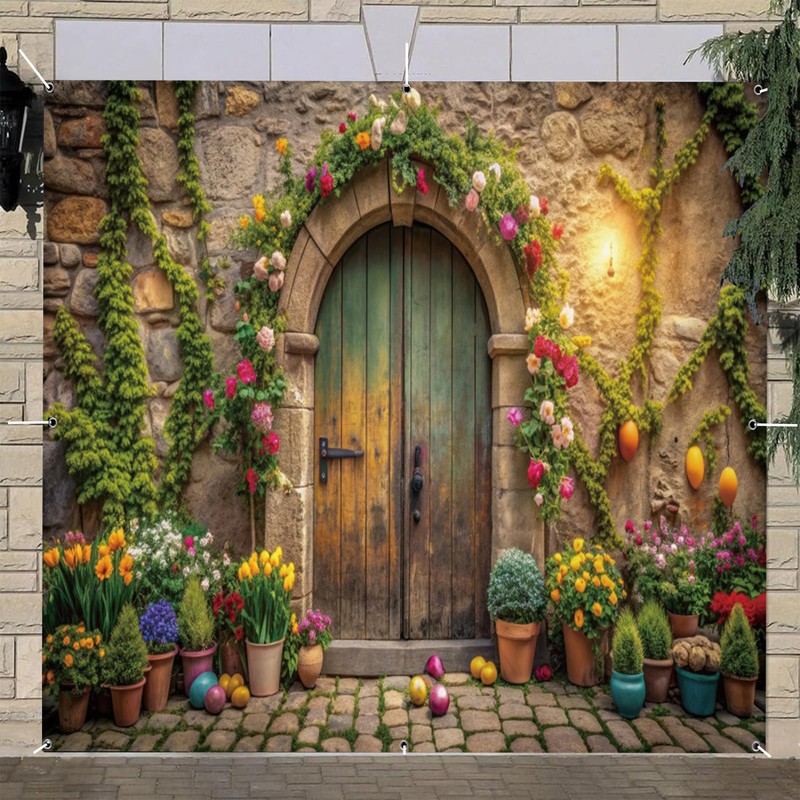 hraiufc Easter Garage Door Cover Decorations Banner Backdrop, 10x8ft, Green,