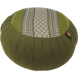 GURU SHOP Round Meditation Cushion, Yoga Cushion, Seat Cushion, Floor Cushion, Decorative Cushion - Green/Grey, 20 x 35 x 35 cm, Meditation Cushion & Seat Cushion
