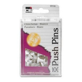 Charles Leonard White Plastic Push Pins, 7/16" (LEO200WH) Category: Tacks and Push Pins