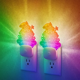 JandCase LED Kids Night Light, 2 Pack Plug in Night Light, 10 Color Changing Castle Night Light with Dusk to Dawn Sensor, Acrylic RGB Nightlight for Kids Girls Bedroom, Gifts for Girls