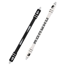 Zisqerts Metal Head Spinning Pen Dual-color No Refill Needed 8.5-inch Weighted Fidget Spinner Pen for Adults Office Supplies Finger Spinner for Stress Relief and Brain Training (Black/White)