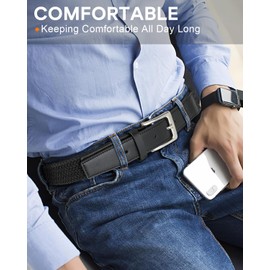 BELTROAD Men's Elastic Braided Belt Leather Woven Stretch Belts for Men Casual Jeans Pants Dress Birthday Gifts Mens Golf Belt for Wasit 43"-46"