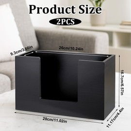 2 Pack Paper Towel Dispenser Black Napkin Dispenser Countertop Wooden Bathroom Paper Towel Holder Multifold C-Fold Z-Fold Trifold Hand Dispensers for Kitchen Toilet Tabletop Car Office Restaurant