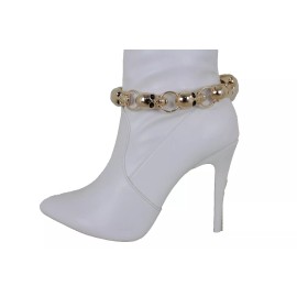 Alwasytyle4you Women Fashion Gold Metal Chain Boot Bracelet Shoe Skulls Skeletons Strap Charms