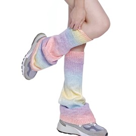 Sexybody Women Rainbow Leg Warms Y2K Cute Kawaii Japanese Harajuku Gyaru Socks Flared Fashion Lolita Knit Streetwear Legwarmers