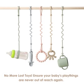 Andy Bear Toy Straps for Baby 6 Pack Keep Your Baby's Toys and Sippy Cups Secure with Toy Straps and Sippy Cup Strap Adjustable Silicone Toy Straps for Strollers High Chair, Stroller Accessories